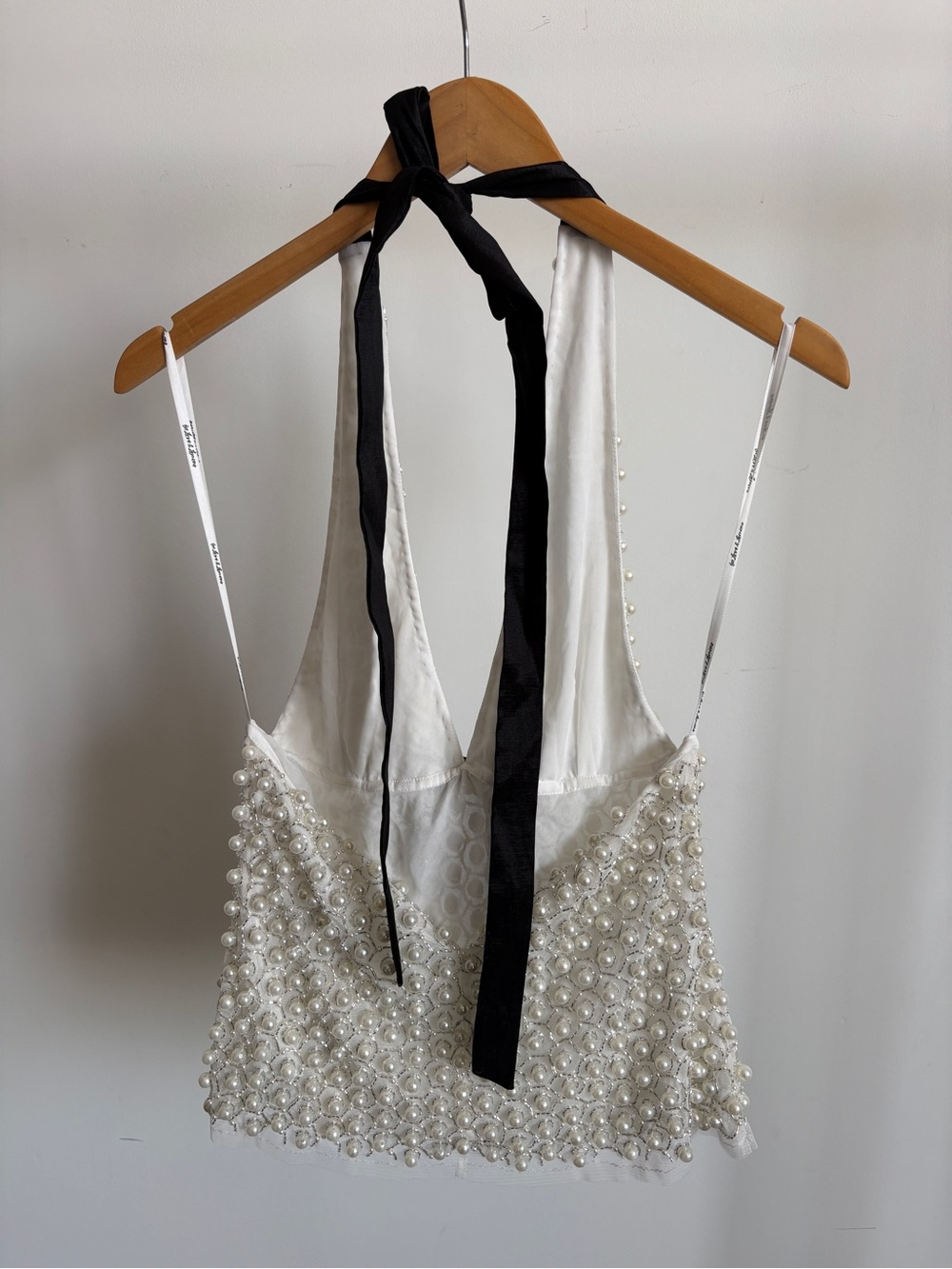 $327 NWT For Love And Lemons Pearly Bow Halter Top Sz Medium - Picture 10 of 13